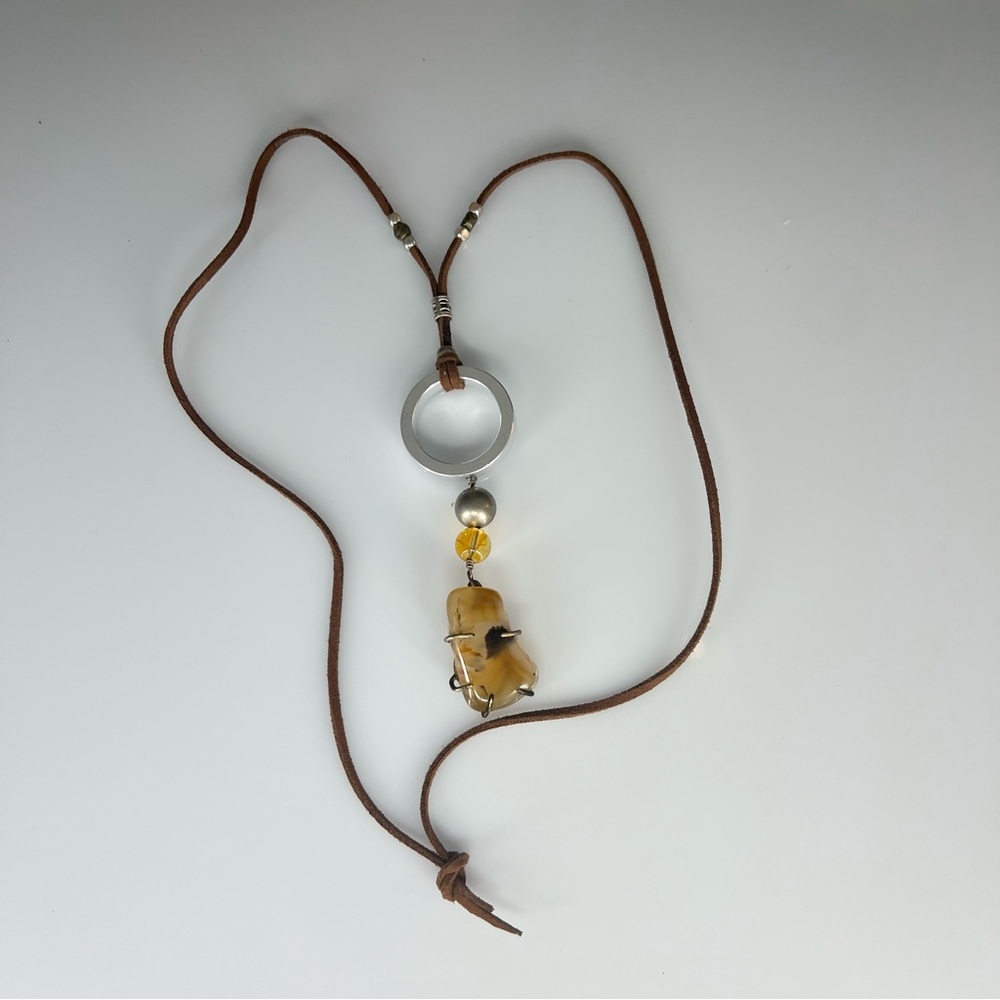Brown and Silver Pendant Necklace